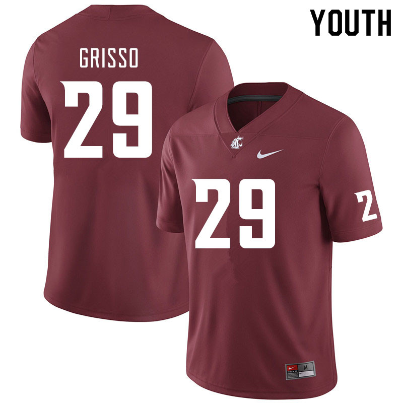 Youth #29 Gatlin Grisso Washington State Cougars College Football Jerseys Sale-Crimson